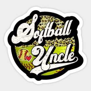 Softball Uncle Vintage Leopard Softball Family Matching Sticker